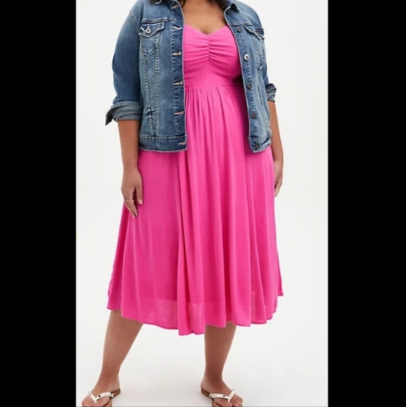 Sold!!! Torrid Pink Midi Dress - Picture 2 of 5
